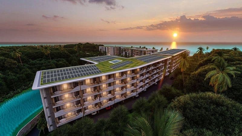 A building with solar panels on the roof