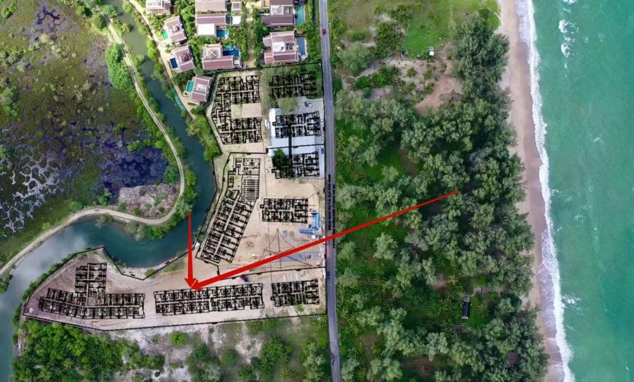 An aerial view of a neighborhood
