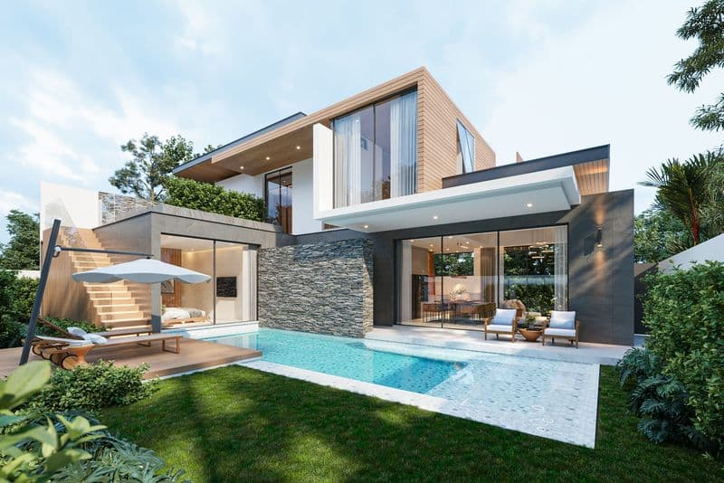 Modern tropical private pool villa at thalang — photo 1