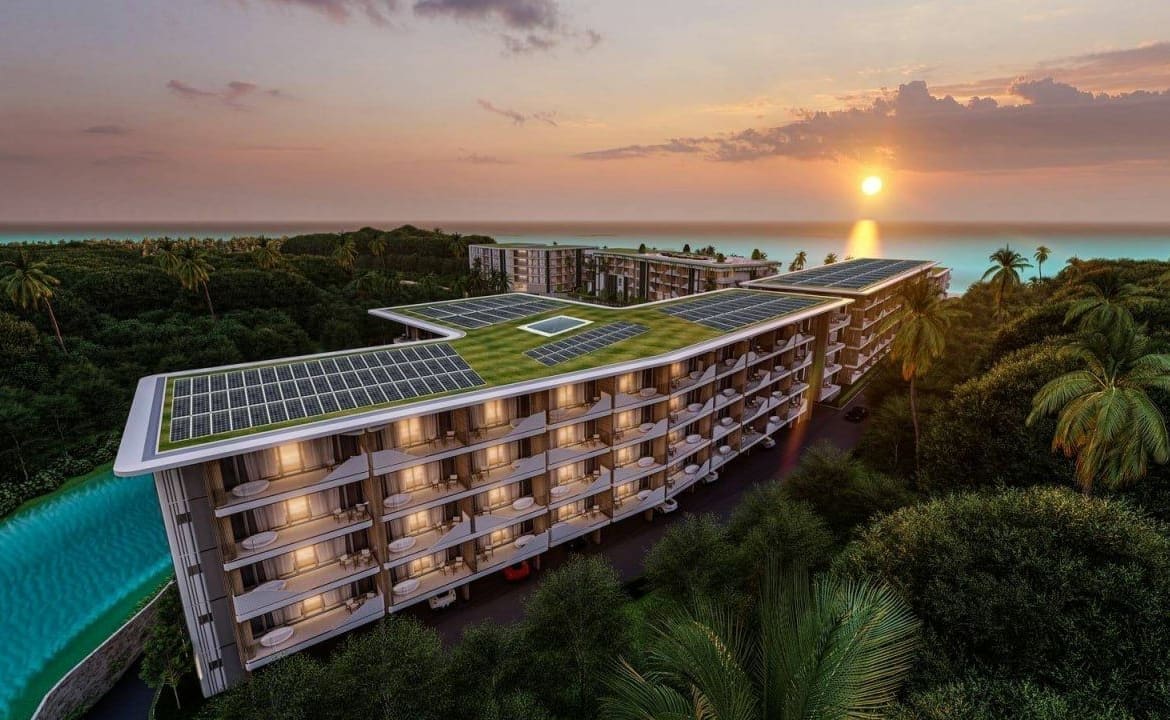 A building with solar panels on the roof