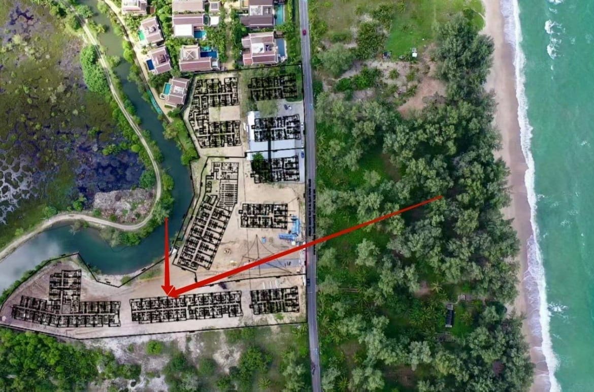 An aerial view of a neighborhood