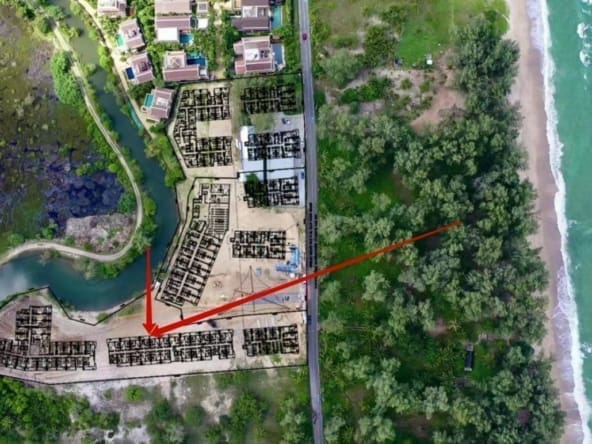 An aerial view of a neighborhood