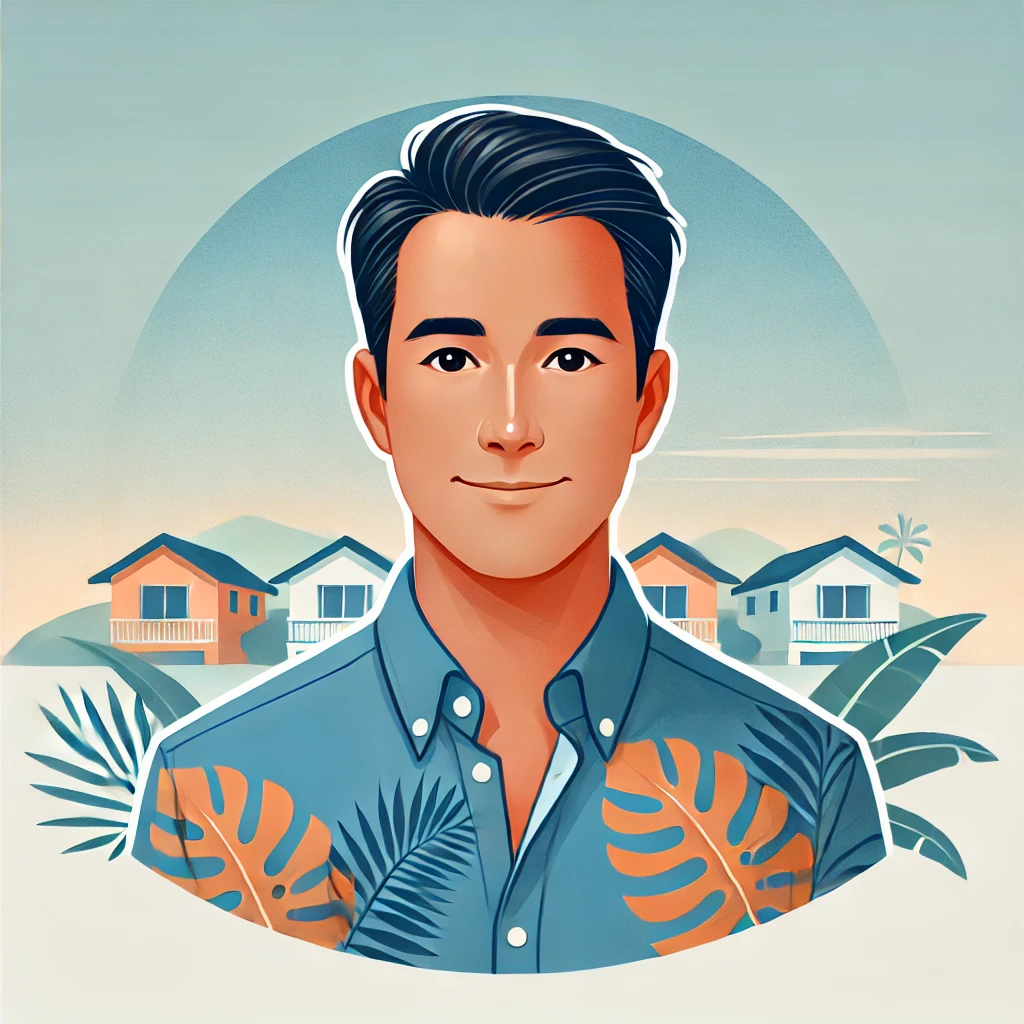 Propriétés à vendre et à louer à Phuket 73 DALL·E 2025 01 04 12.44.20 A professional avatar illustration of a middle aged man with short black hair a light tan and a confident yet approachable smile. He is wearing a sm